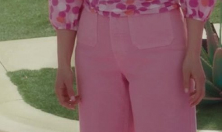 Pink High-Waisted Casual Trousers Worn by America Ferrera as Gloria Outfit Barbie (2023) Movie
