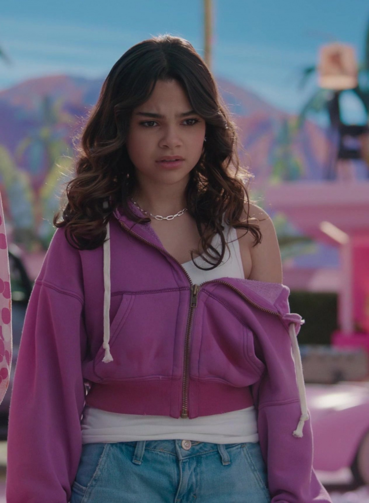 purple hoodie - Ariana Greenblatt (Sasha) - Barbie (2023) Movie