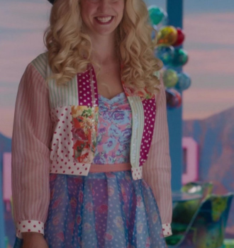 Stripe and Polka Dot Jacket Worn by Marisa Abela Outfit Barbie (2023) Movie