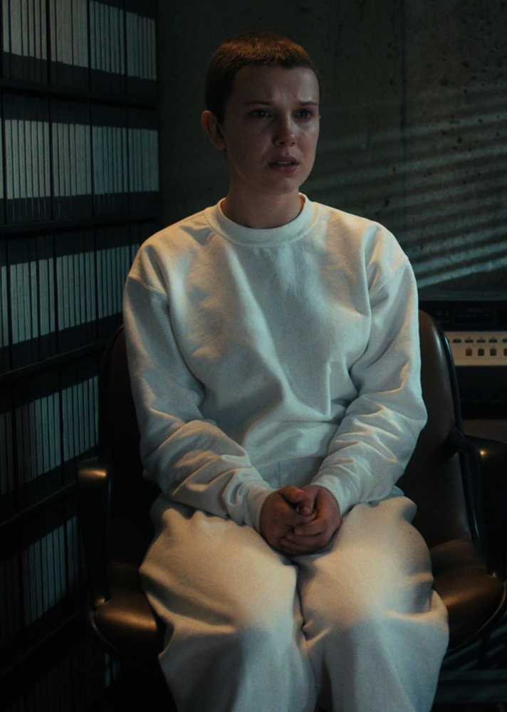 White Sweatshirt Worn by Millie Bobby Brown as Eleven / Jane Hopper ("El")
