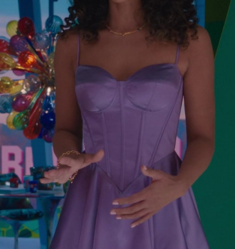 Purple Spaghetti Strap Mini Dress Worn by Alexandra Shipp Outfit Barbie (2023) Movie