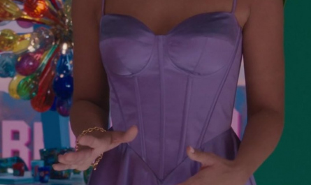 Purple Spaghetti Strap Mini Dress Worn by Alexandra Shipp Outfit Barbie (2023) Movie