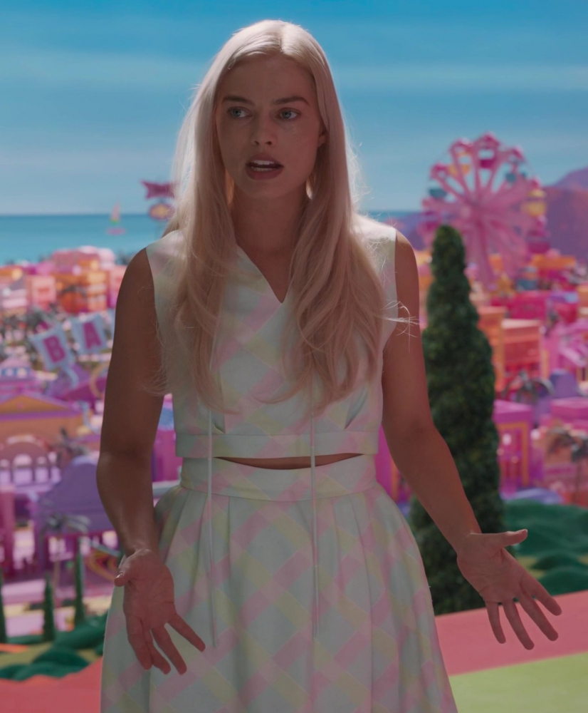 pastel multicolor crop top and skirt set - Margot Robbie) - Barbie (2023) Movie