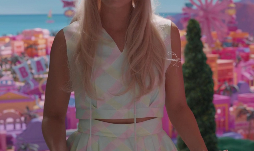 Pastel Multicolor Crop Top and Skirt Set Worn by Margot Robbie
