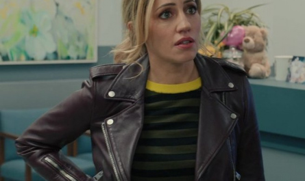 Leather Moto Jacket Worn by Zibby Allen as Brie Sheridan Outfit Virgin River TV Show