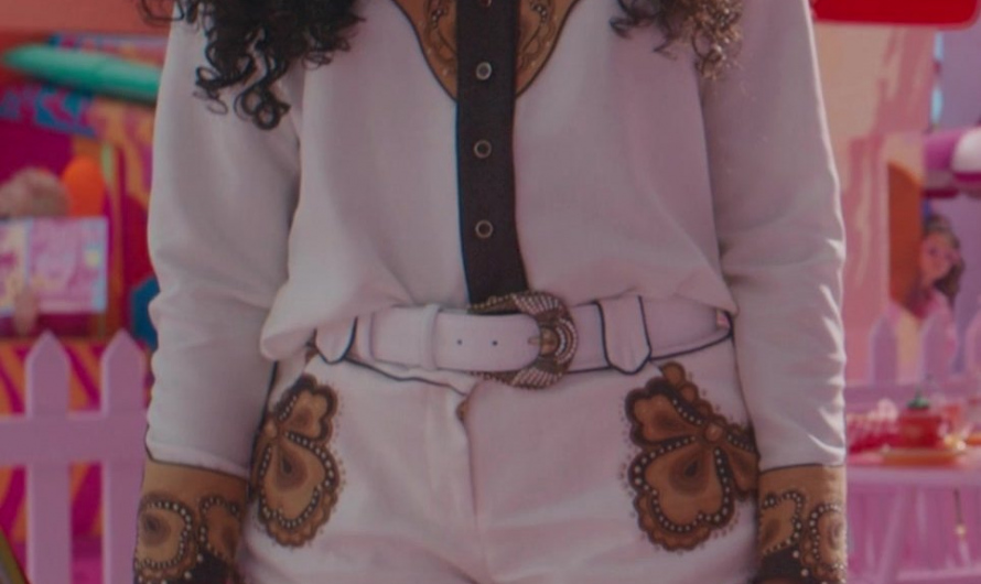 Western Emroidered Top and Shorts Set Worn by Issa Rae