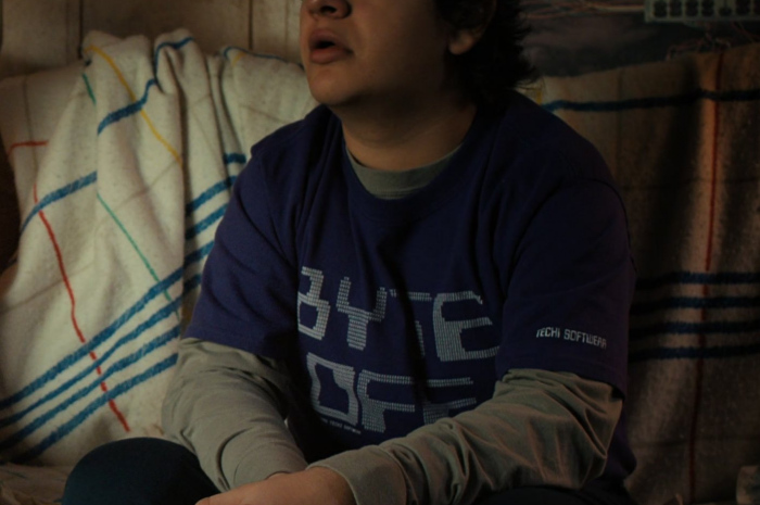 Byte Off Logo Purple T-Shirt Worn by Gaten Matarazzo as Dustin Henderson Outfit Stranger Things TV Show