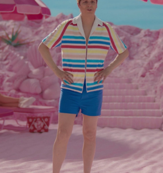 Short Sleeve Stripe Shirt Worn by Michael Cera as Alan Outfit Barbie (2023) Movie