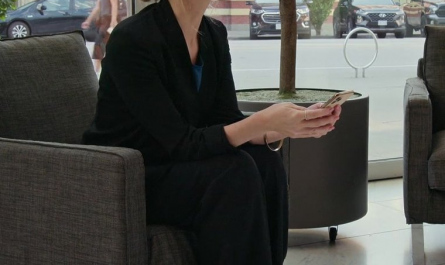 Black Blazer and Pants Suit of Zibby Allen as Brie Sheridan Outfit Virgin River TV Show