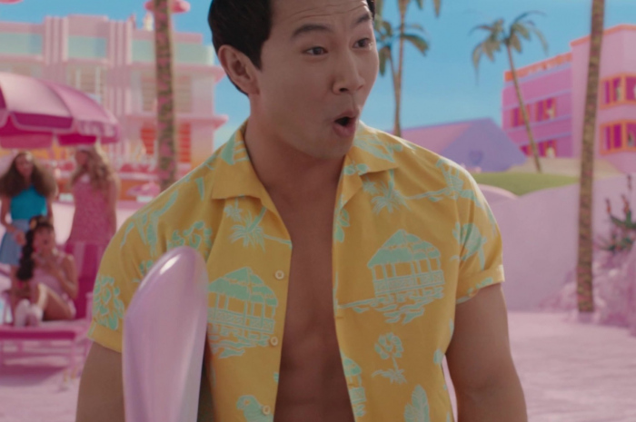 Yellow Tropical Print Shirt Worn by Simu Liu Outfit Barbie (2023) Movie