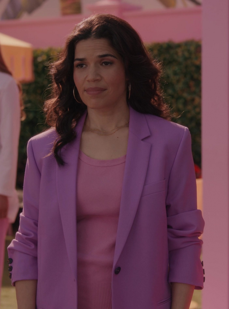 purple blazer jacket - America Ferrera (Gloria) - Barbie (2023) Movie