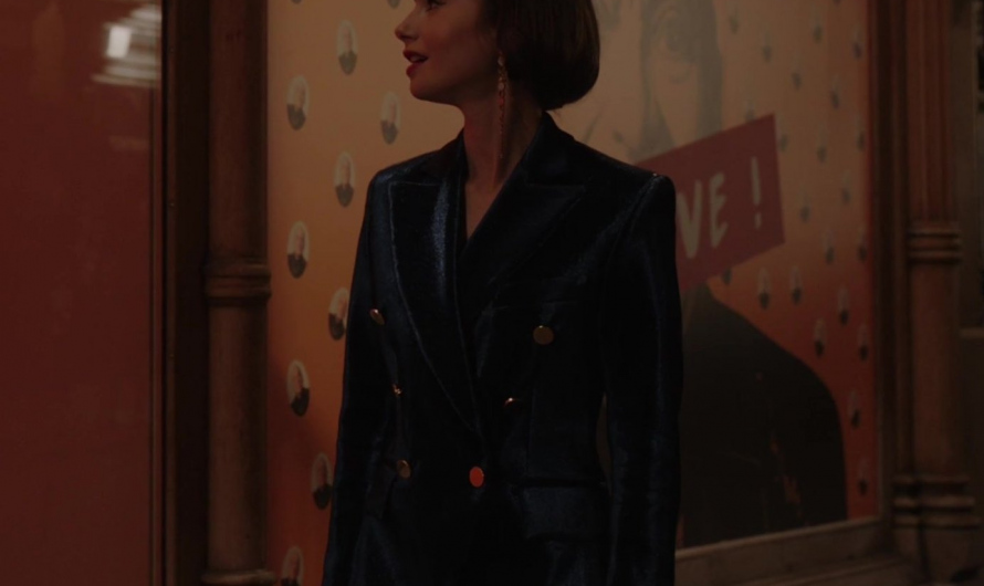 Velvet Blazer and Pants of Lily Collins as Emily Cooper