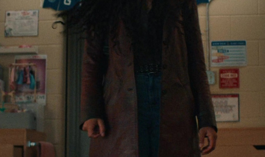Brown Leather Coat Worn by Jaz Sinclair as Marie Moreau