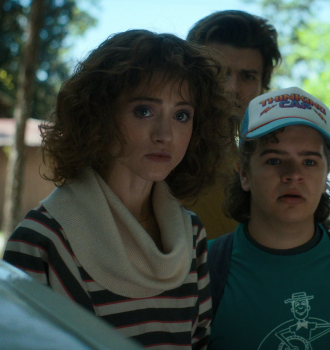 Striped Long Sleeve Top of Natalia Dyer as Nancy Wheeler Outfit Stranger Things TV Show