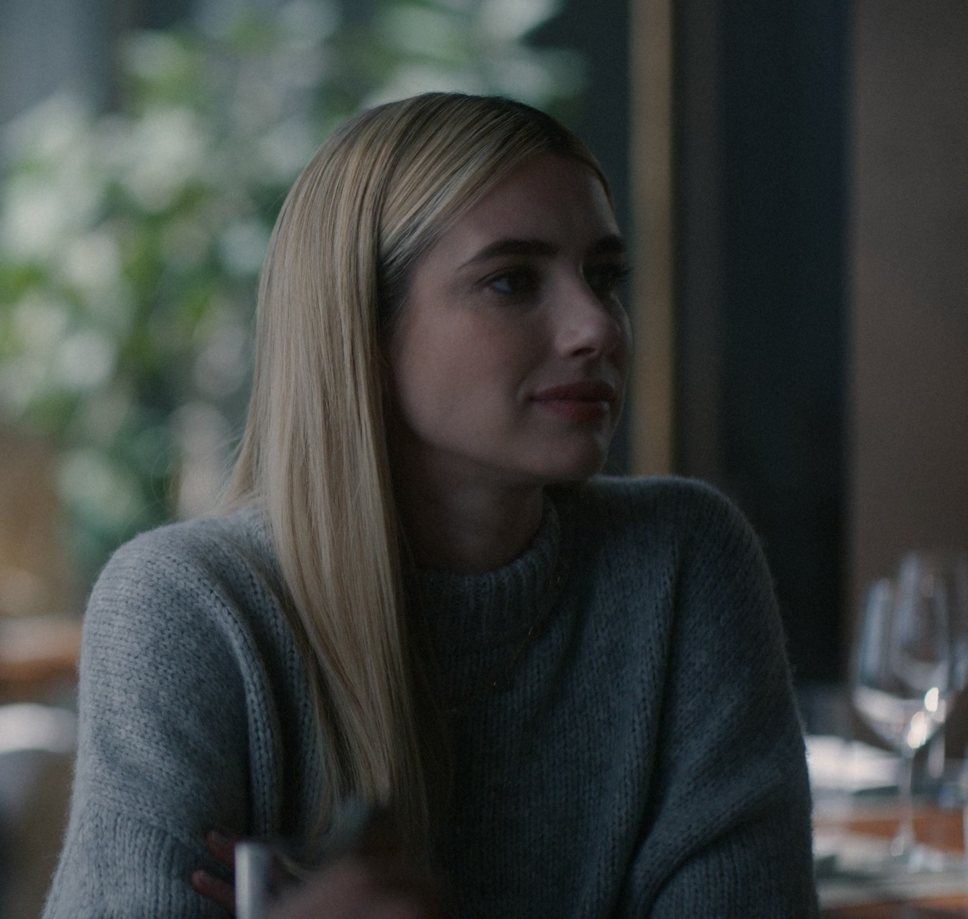 Grey Knit Sweater of Emma Roberts as Anna Victoria Alcott