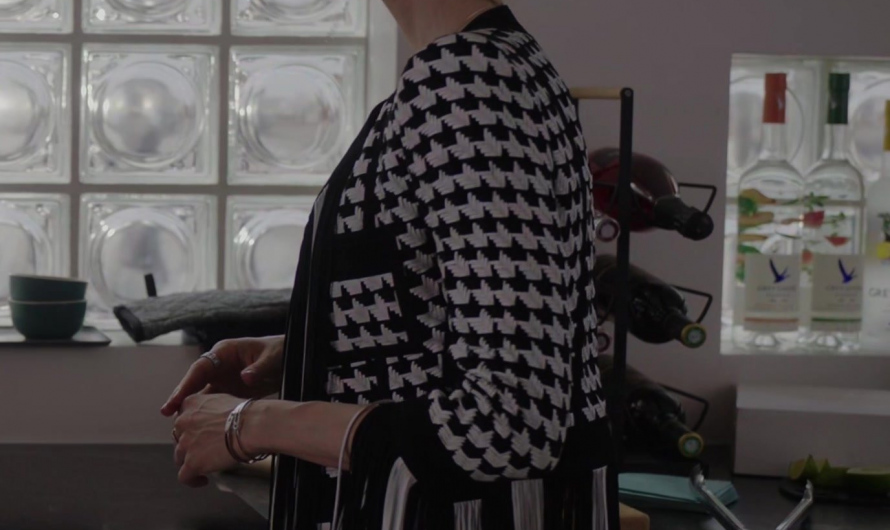 Fringed Houndstooth Jacket Worn by Lily Collins as Emily Cooper