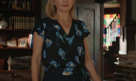 Ruffle Big Flower V Neck Wrap Top Worn by Teryl Rothery as Muriel St. Claire Outfit Virgin River TV Show