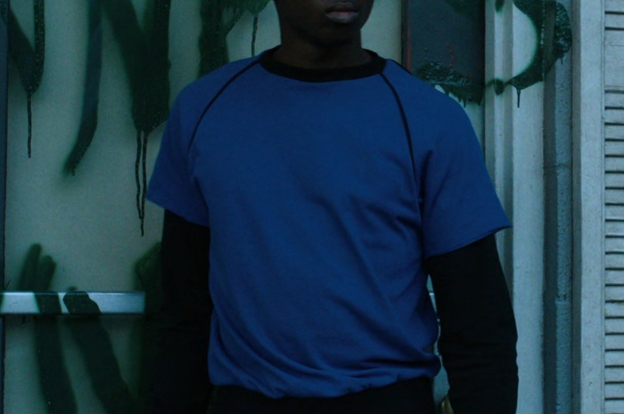 Blue T-Shirt Worn by Caleb McLaughlin as Lucas Sinclair Outfit Stranger Things TV Show