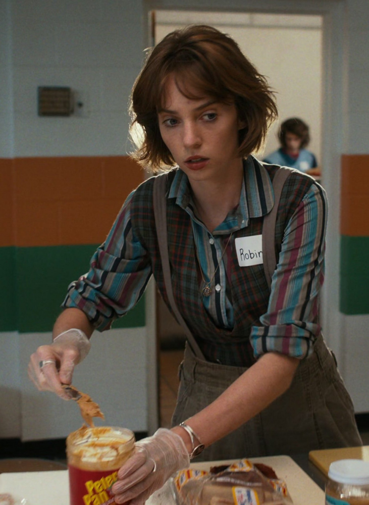 Stripe Pattern Shirt of Maya Hawke as Robin Buckley from Stranger Things TV Show