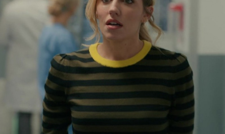 Black-Yellow Striped Long Sleeve Top of Zibby Allen as Brie Sheridan Outfit Virgin River TV Show