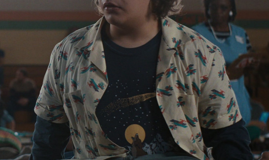 Airplane Print Short Sleeve Shirt Worn by Gaten Matarazzo as Dustin Henderson