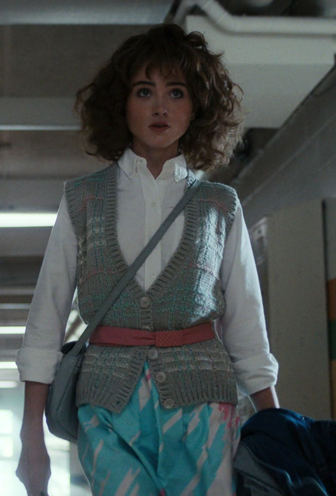 Grey Knitted Vest Worn by Natalia Dyer as Nancy Wheeler