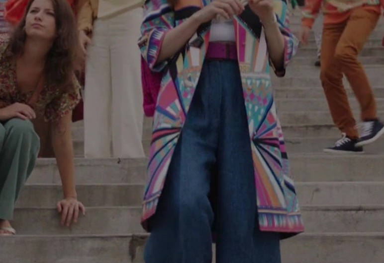 Blue High Rise Wide Leg Jeans of Lily Collins as Emily Cooper