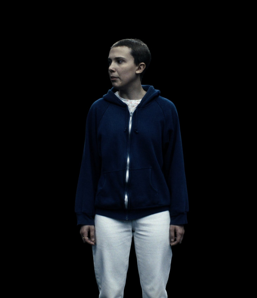 Blue Hoodie Worn by Millie Bobby Brown as Eleven / Jane Hopper ("El") from Stranger Things TV Show