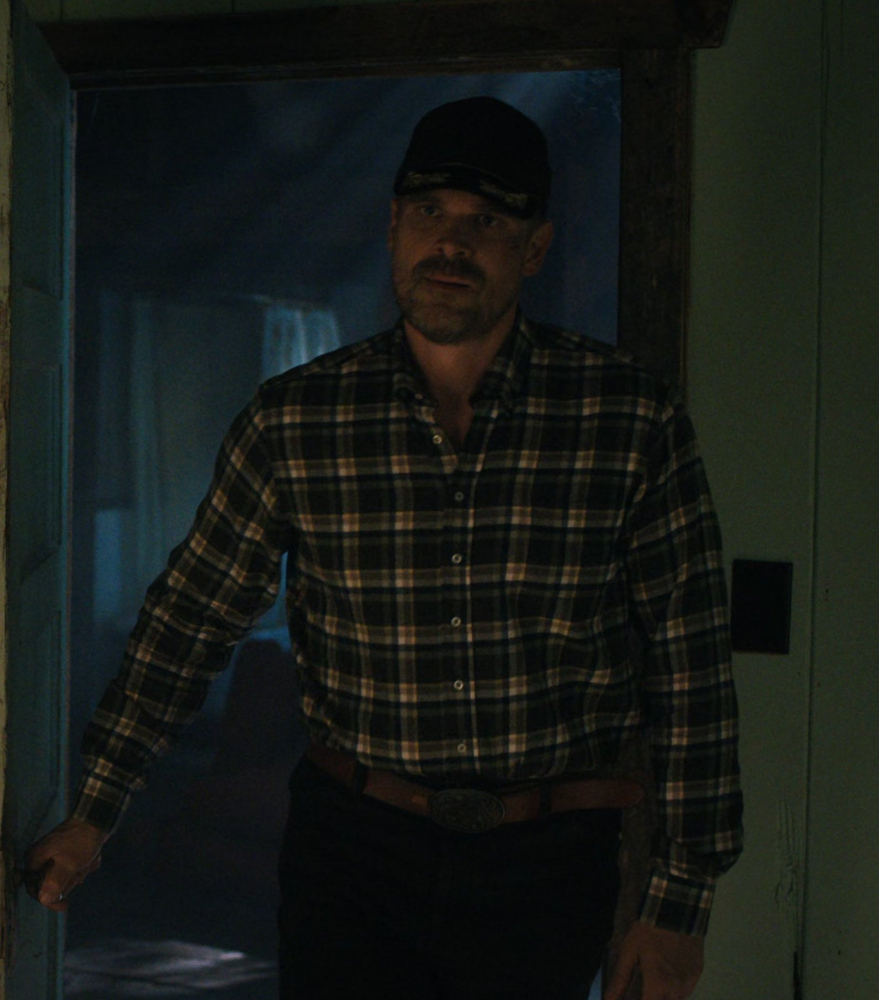 Plaid Long Sleeve Shirt Worn by David Harbour as Jim Hopper from Stranger Things TV Show