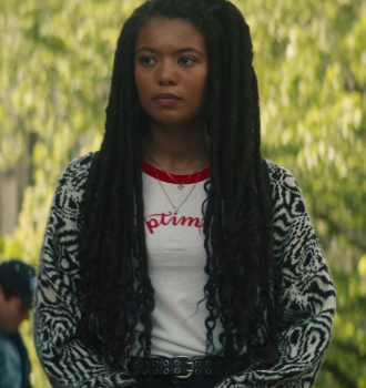 Relaxed Boxy Cardigan of Jaz Sinclair as Marie Moreau Outfit Gen V TV Show