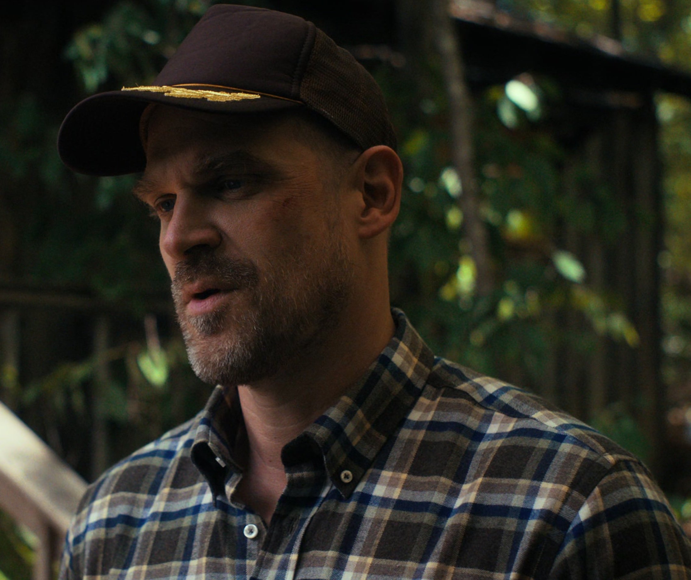 Worn on Stranger Things TV Show - Cap with a Gold Leaf Insignia on the Brim of David Harbour as Jim Hopper