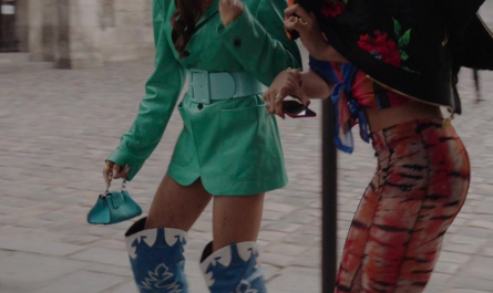 Green Leather Coat of Ashley Park as Mindy Chen Outfit Emily in Paris TV Show