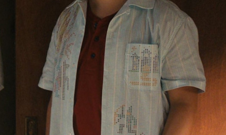 Retro Geek Gamer Pattern Shirt Worn by Gaten Matarazzo as Dustin Henderson Outfit Stranger Things TV Show