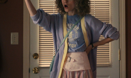 Lavender / Yellow Knitted Cardigan Worn by Natalia Dyer as Nancy Wheeler Outfit Stranger Things TV Show
