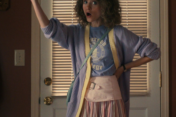 Lavender / Yellow Knitted Cardigan Worn by Natalia Dyer as Nancy Wheeler Outfit Stranger Things TV Show