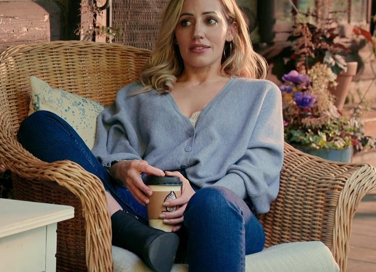 Blue V-Neck Cardigan Sweater of Zibby Allen as Brie Sheridan