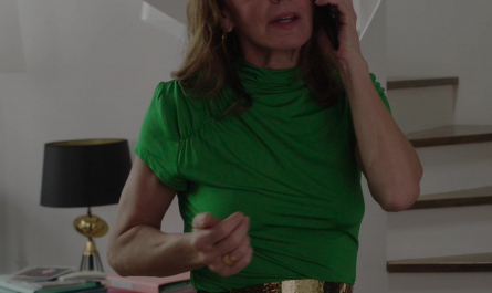 Green Blouse of Philippine Leroy-Beaulieu as Sylvie Outfit Emily in Paris TV Show