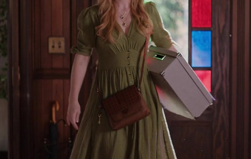 Palm Green Linen Dress Worn by Alexandra Breckenridge as Mel Monroe