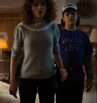 Grey Sweater of Natalia Dyer as Nancy Wheeler Outfit Stranger Things TV Show