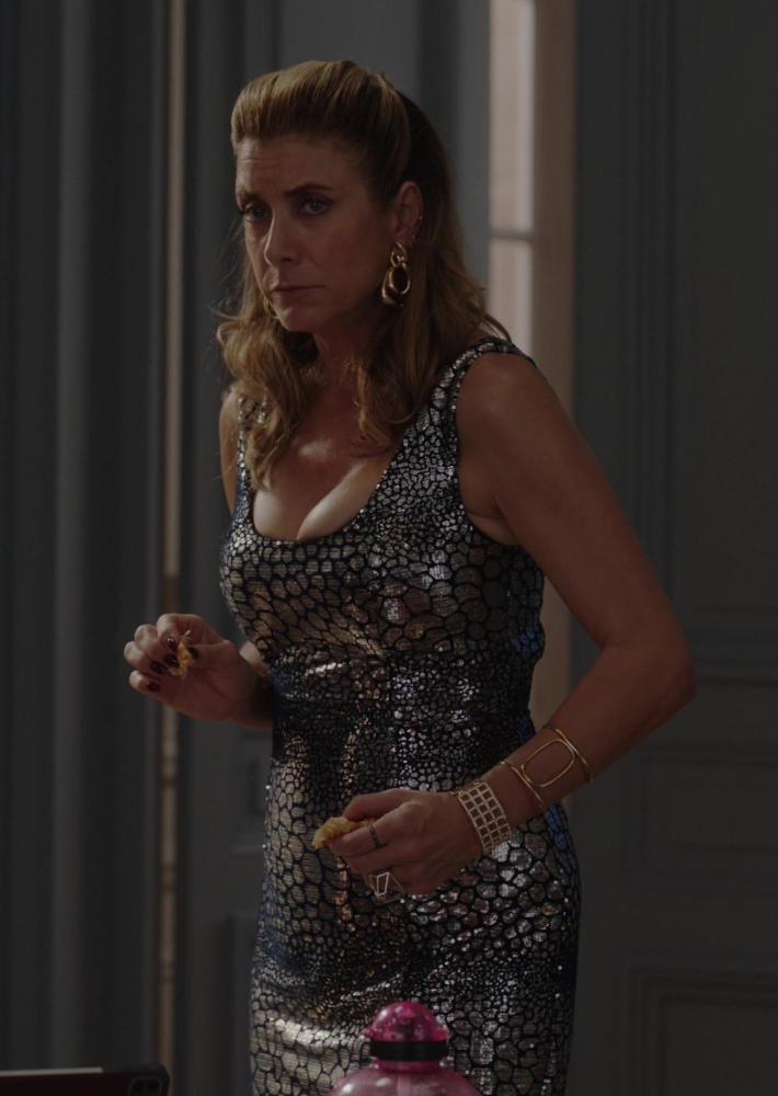 sequin silver dress - Kate Walsh (Madeline) - Emily in Paris TV Show