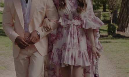 Pink Floral Pattern Dress Worn by Lily Collins as Emily Cooper Outfit Emily in Paris TV Show