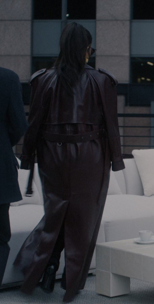 Long Leather Coat Worn by Kim Kardashian as Siobhan Corbyn