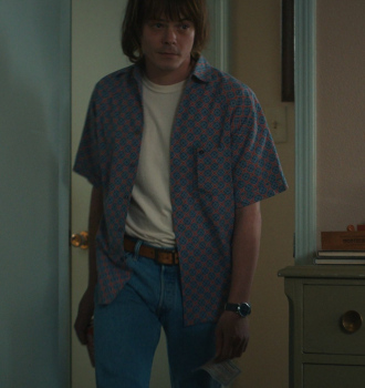 Printed Short Sleeve Shirt Worn by Charlie Heaton as Jonathan Byers Outfit Stranger Things TV Show