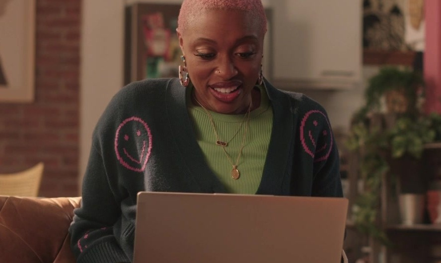 Happy Face Cardigan Worn by Travina Springer as Kylie