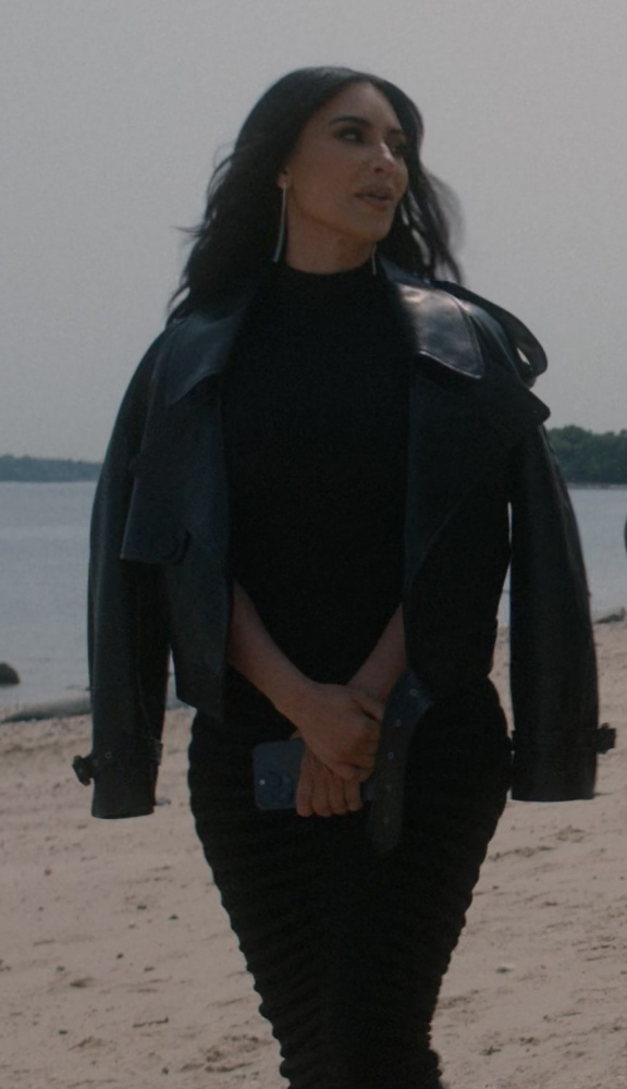Black Leather Biker Jacket Worn by Kim Kardashian as Siobhan Corbyn
