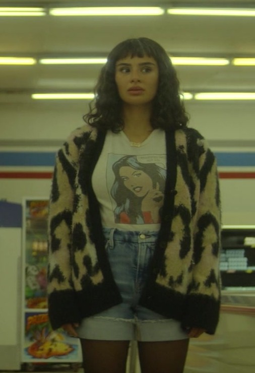 Black and Beige Abstract Patterned Cardigan Worn by Diane Guerrero as Kay Challis / Crazy Jane
