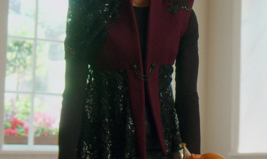 Burgundy and Black Sequined Sleeveless Blazer Worn by Zainab Johnson as Aleesha