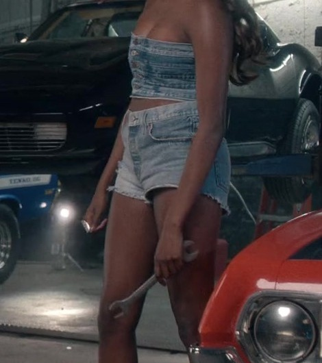 Frayed High-Rise Shorts Worn by Laura Kariuki as Vivian Lee Finch