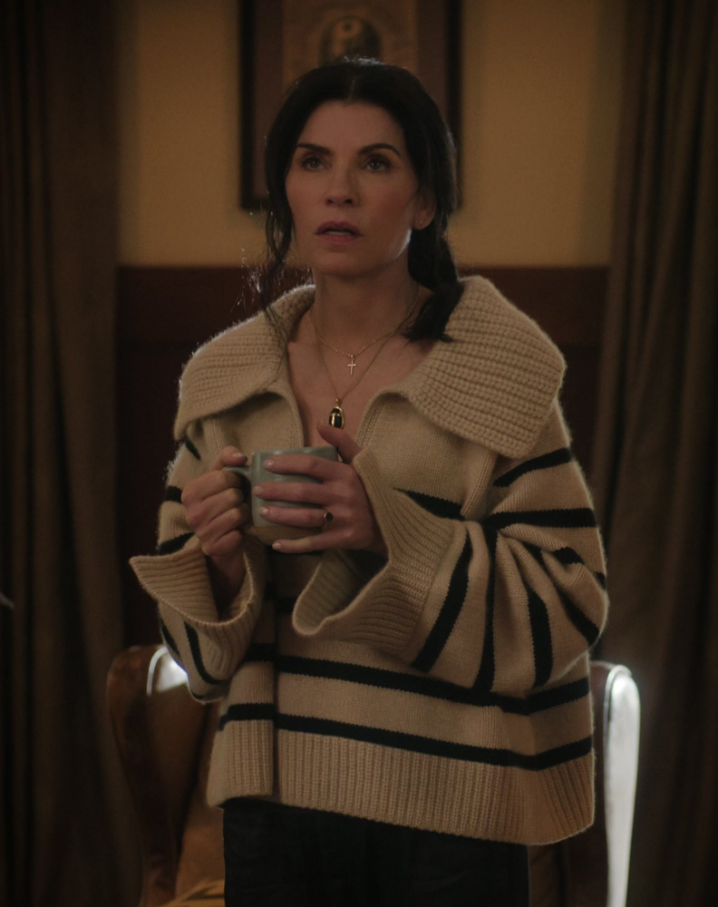 oversized turtleneck stripped sweater - Julianna Margulies (Laura Peterson) - The Morning Show TV Show