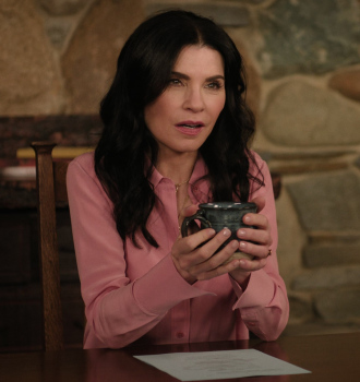Pink Shirt Worn by Julianna Margulies as Laura Peterson Outfit The Morning Show TV Show